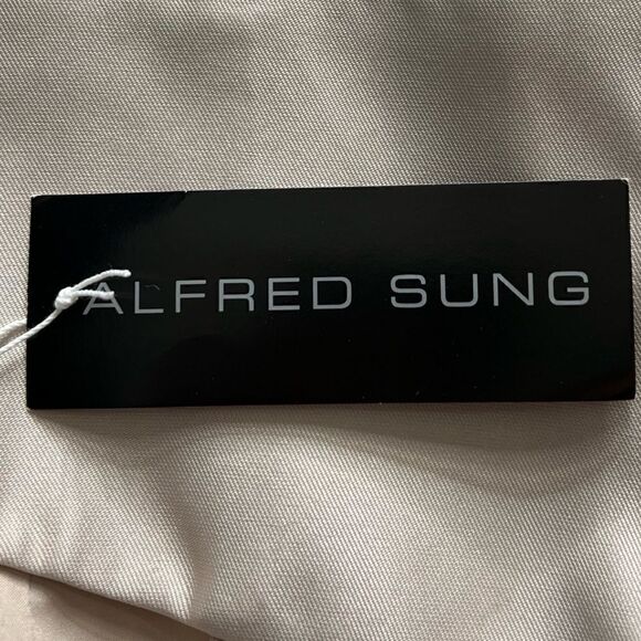 Alfred Sung V-Neck Full Skirt Satin Maxi Dress in Palomino. Size 16. NWT! - Picture 11 of 16